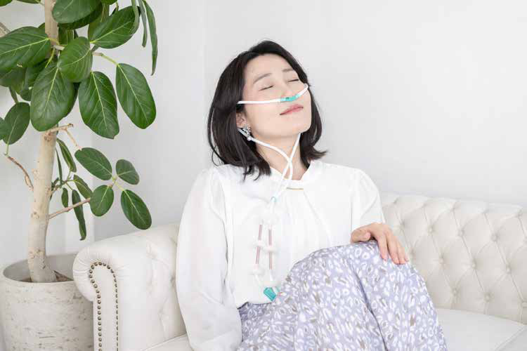 水素吸入をしている様子