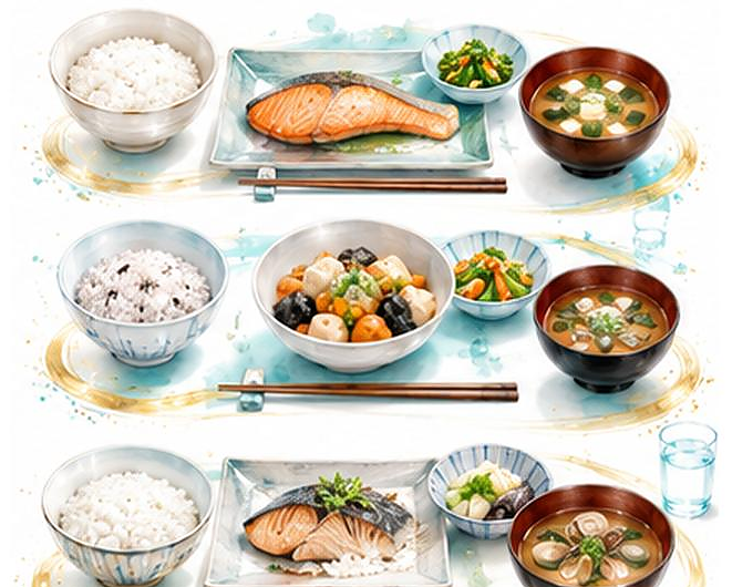 一日の食事例を表したイメージ